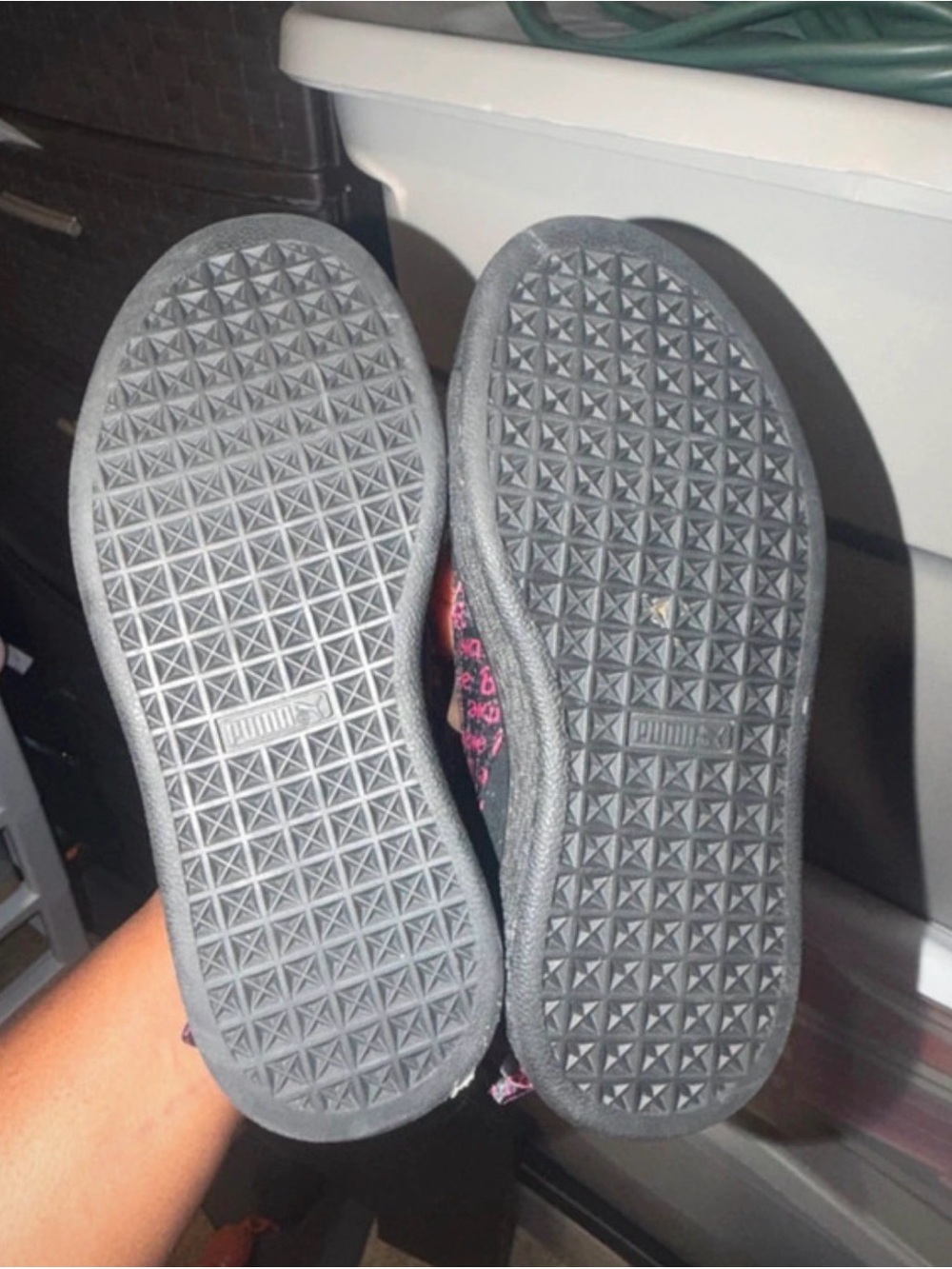 PUMA Kids Black Suede Sneakers with Pink Accents - Picture 3 of 3